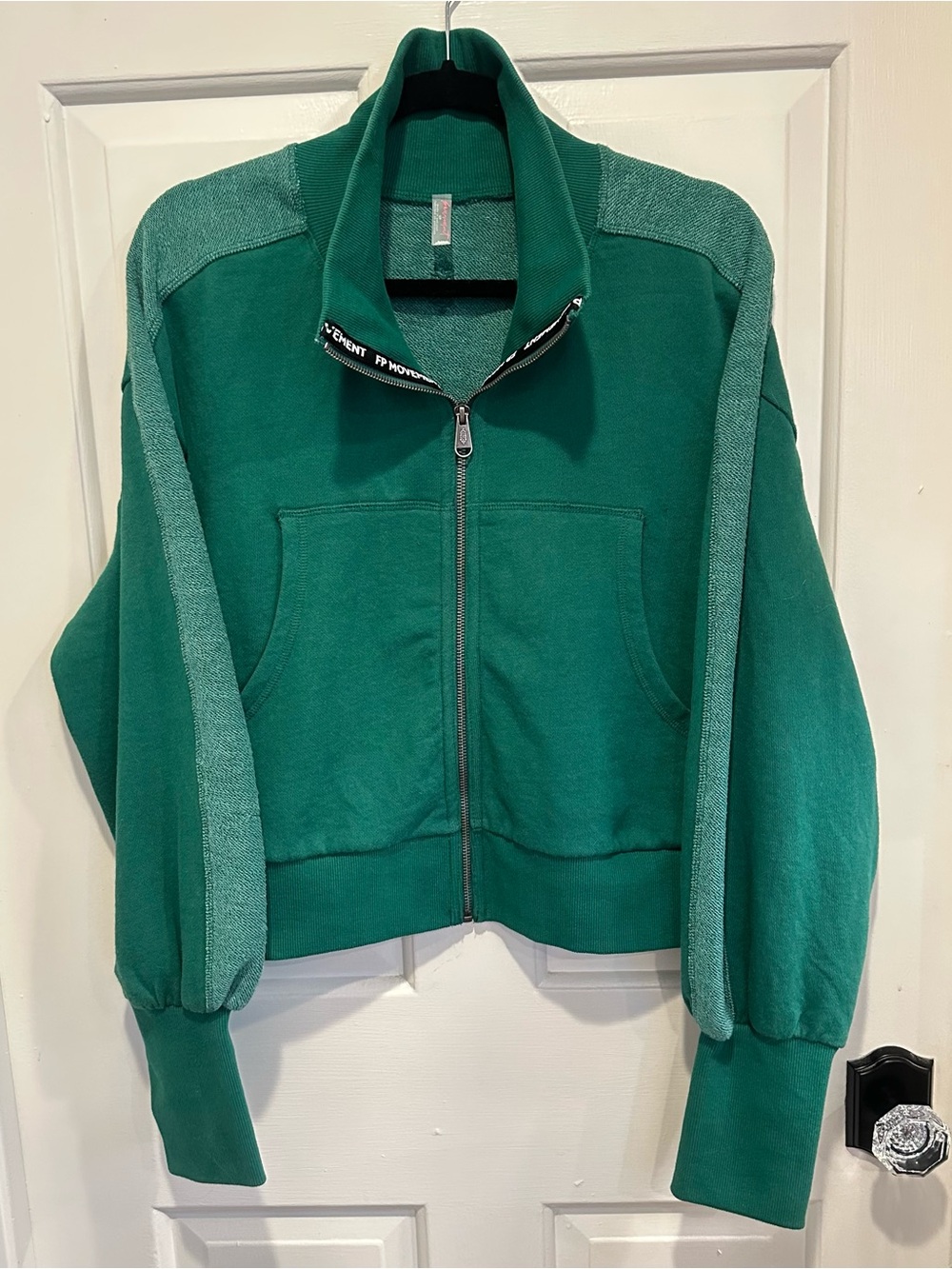 Women’s Free People FP Movement Green Jacket Sweatshirt High Collar Zip Up S